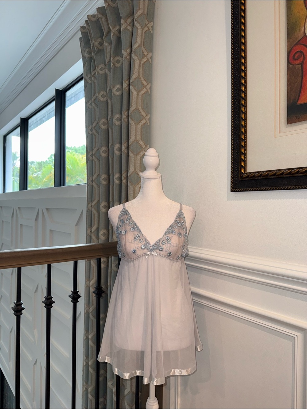 Galina Signature Pastel Blue Lace Sheer Slip Nightie